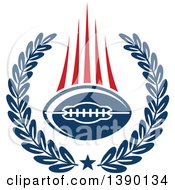 Poster, Art Print Of Blue Football In A Wreath With Red Speed Trails