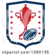Poster, Art Print Of Football In A Shield With Stars And A Trophy