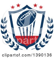 Poster, Art Print Of Blue Football Flying In A Shield With Branches And Stars