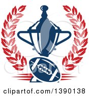 Poster, Art Print Of Blue Football And Trophy In A Red Wreath