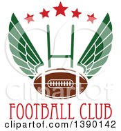 Poster, Art Print Of Winged Football Over A Field Goal Stars And Text