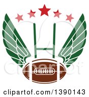 Clipart Of A Winged Football Over A Field Goal And Stars Royalty Free Vector Illustration by Vector Tradition SM