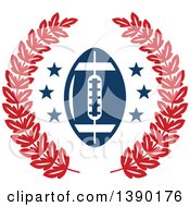 Clipart Of A Blue Football And Stars In A Red Wreath Royalty Free Vector Illustration by Vector Tradition SM