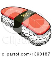 Clipart Of A Piece Of Nigiri Sushi With Smoked Salmon Royalty Free Vector Illustration