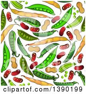 Clipart Of A Seamless Background Pattern Of Beans Peas And Peanuts Royalty Free Vector Illustration by Vector Tradition SM