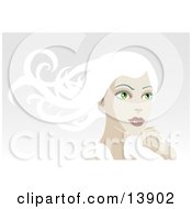 Pretty White Haired Woman Looking Off Into The Distance Clipart Illustration