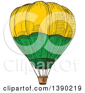Clipart Of A Sketched Hot Air Balloon Royalty Free Vector Illustration by Vector Tradition SM