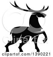 Clipart Of A Black Silhouetted Bull Elk Royalty Free Vector Illustration by Vector Tradition SM