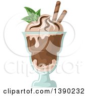 Poster, Art Print Of Mint And Chocolate Ice Cream Sundae Dessert