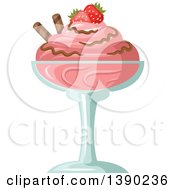 Clipart Of A Strawberry Ice Cream Sundae Dessert Royalty Free Vector Illustration