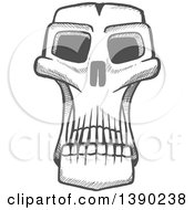 Poster, Art Print Of Sketched Gray Monster Skull