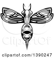 Clipart Of A Black And White Tribal Styled Wasp Royalty Free Vector Illustration by Vector Tradition SM