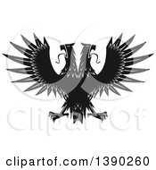 Clipart Of A Black And White Double Headed Eagle Royalty Free Vector Illustration