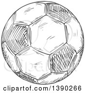 Clipart Of A Gray Sketched Soccer Ball Royalty Free Vector Illustration