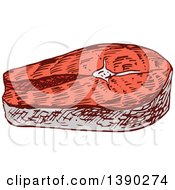 Clipart Of A Sketched Salmon Steak Royalty Free Vector Illustration by Vector Tradition SM
