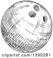 Clipart Of A Gray Sketched Bowling Ball Royalty Free Vector Illustration