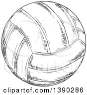 Clipart Of A Gray Sketched Volleyball Royalty Free Vector Illustration