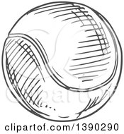 Clipart Of A Gray Sketched Tennis Ball Royalty Free Vector Illustration