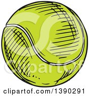 Clipart Of A Sketched Tennis Ball Royalty Free Vector Illustration