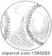 Clipart Of A Gray Sketched Baseball Royalty Free Vector Illustration