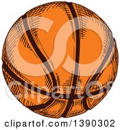 Clipart Of A Sketched Basketball Royalty Free Vector Illustration