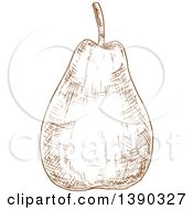 Clipart Of A Brown Sketched Pear Royalty Free Vector Illustration