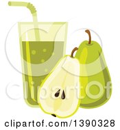 Poster, Art Print Of Glass Of Juice And Pears