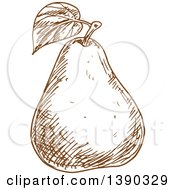 Clipart Of A Brown Sketched Pear Royalty Free Vector Illustration