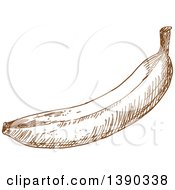 Clipart Of A Brown Sketched Banana Royalty Free Vector Illustration