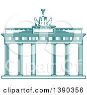 Poster, Art Print Of Turquoise Lineart Styled Landmark Brandenburg Gate