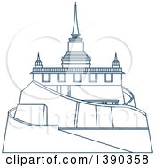 Clipart Of A Blue Thai Travel Landmark The Golden Mount Royalty Free Vector Illustration