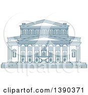 Clipart Of A Blue Lineart Styled Landmark Big Theater Russia Royalty Free Vector Illustration