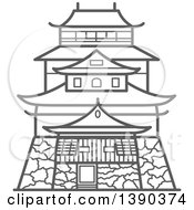 Clipart Of A Sketched Gray Matsue Castle Royalty Free Vector Illustration