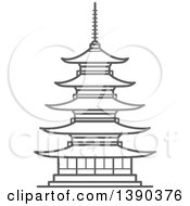 Poster, Art Print Of Sketched Gray Pagoda In Temple Of Flourishing Law