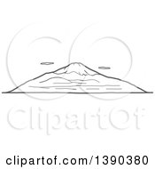 Sketched Gray Landscape With Mt Fuji