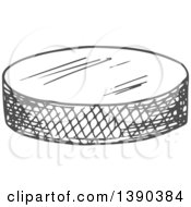 Clipart Of A Gray Sketched Hockey Puck Royalty Free Vector Illustration