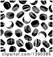 Poster, Art Print Of Seamless Background Pattern Of Black And White Hockey Pucks