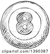 Clipart Of A Gray Sketched Eight Ball Royalty Free Vector Illustration
