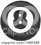 Clipart Of A Sketched Billiards Pool Eight Ball Royalty Free Vector Illustration