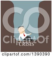Poster, Art Print Of Flat Design White Businessman Trapped In A Crisis Hole On Blue