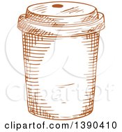 Poster, Art Print Of Brown Sketched Take Out Coffee Cup