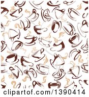 Clipart Of A Seamless Background Pattern Of Steamy Brown Coffee Cups Royalty Free Vector Illustration
