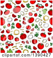 Clipart Of A Seamless Background Of Sketched Tomatoes Royalty Free Vector Illustration