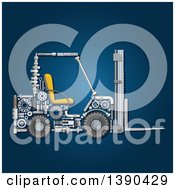 Poster, Art Print Of Forklift Made Of Mechanical Parts On Blue