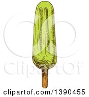 Clipart Of A Sketched Lime Popsicle Royalty Free Vector Illustration by Vector Tradition SM