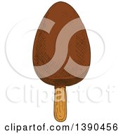 Clipart Of A Sketched Fudge Popsicle Royalty Free Vector Illustration by Vector Tradition SM