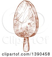 Clipart Of A Brown Sketched Popsicle Royalty Free Vector Illustration