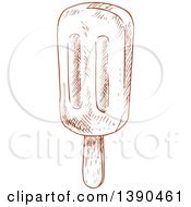 Clipart Of A Brown Sketched Popsicle Royalty Free Vector Illustration