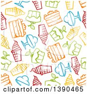Poster, Art Print Of Seamless Background Pattern Of Desserts