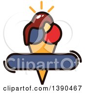 Clipart Of A Waffle Ice Cream Cone Topped With Fudge With Text Space Royalty Free Vector Illustration